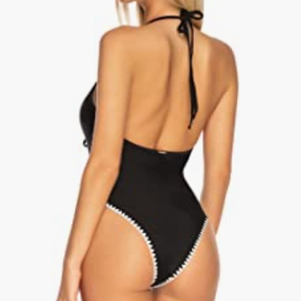 RELLECIGA Black Deep V One Piece Swimsuit - Picture 2 of 10